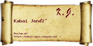 Kabai Jenő névjegykártya